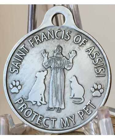 Saint Francis of Assisi Pet Protection Pewter Charm - RecoveryChip for Dogs and Cats - Buy Online on GoSupps.com