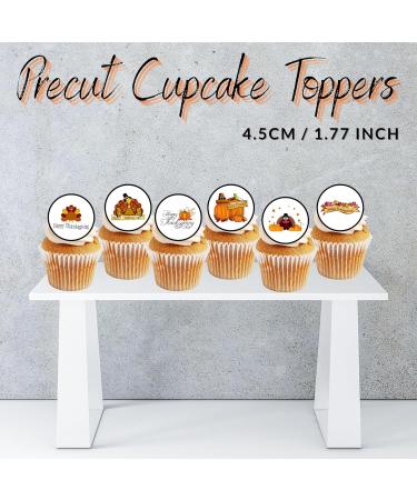 PRECUT Thanksgiving Cupcake Toppers Edible Thanksgiving Cake Decorations Edible Thanksgiving Decorations Fall Cake Topper Edible Pumpkin Cake Decorations (12) - Buy Online on GoSupps.com