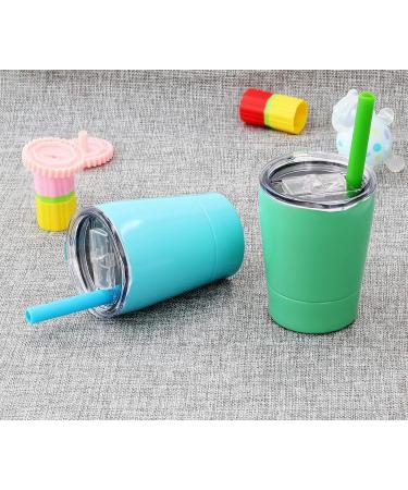 Colorful PoPo Cute Stainless Steel Kids Cup Set - Mini Insulated Tumblers for Toddlers - 8.5oz with Lids & Straws - Teal Mint (Set of 2) - Buy Online on GoSupps.com