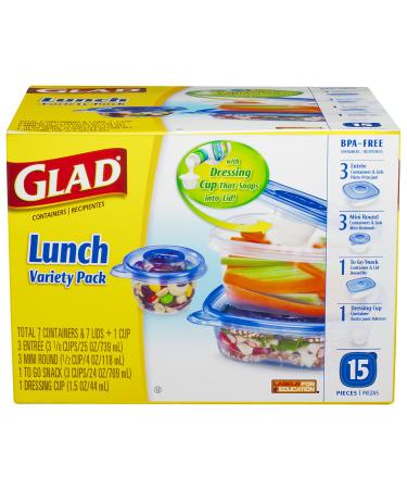Glad Food Storage Containers, Entree, 25 Ounce, 5 Count, Plastic Containers