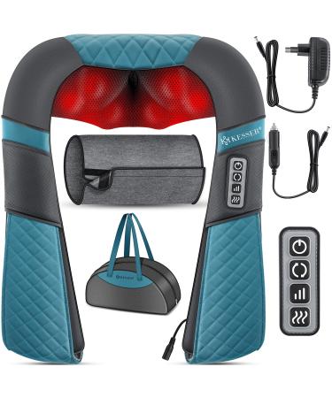 Kesser neck massage device Shiatsu Massage device including bag shoulder back massage device Massage with heat with 3D massage neck back shoulder legs feet gray / turquoise gray / turquoise