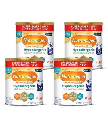 Enfamil Nutramigen Infant Formula, Hypoallergenic and Lactose Free Formula with Enflora LGG, Fast Relief from Severe Crying and Colic, Powder Can, 27.8 Ounce (Pack of 4)