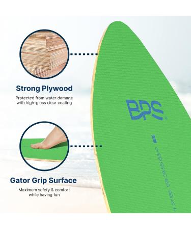 BPS New Zealand 'Shaka' Skimboard - Colored EVA Grip Pad - High Gloss Clear Coat - Wooden Skim Board for Kids & Adults - 3 Sizes | Green 30 Inch - Buy Online on GoSupps.com