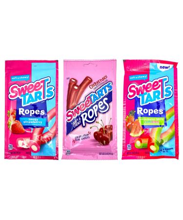 Sweet Tarts Ropes Variety Pack of 3  Tangy Strawberry, Cherry Punch, and Watermelon Berry Collision