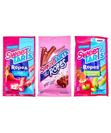Sweet Tarts Ropes Variety Pack of 3  Tangy Strawberry, Cherry Punch, and Watermelon Berry Collision
