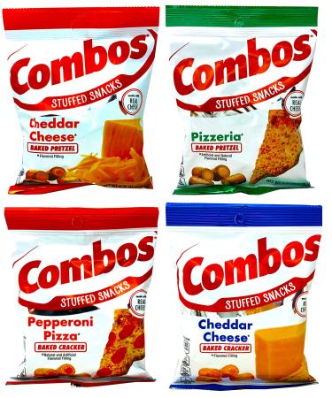 Combos Classic Variety Pack of 4  Cheddar Cheese Cracker and Pretzel, Pepperoni Cracker and Pizzeria Pretzel (6.3 Ounce Each) 1 Count (Pack of 4)