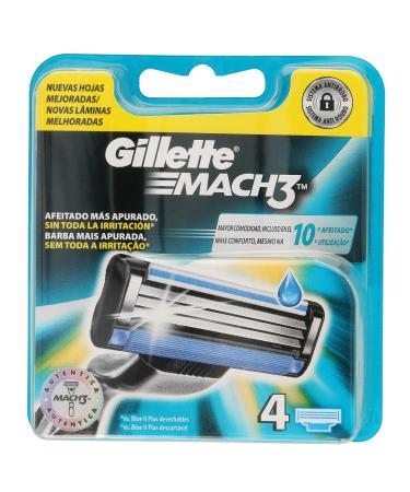 Gillette Mach3 Replacement Razor for Men 4 Spare Parts 4 pieces (1 pack) Old Version