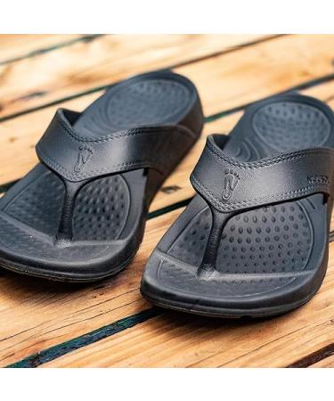 NUUSOL Unisex Cascade Flip Flops Non-Slip Hiking Plantar Fasciitis Footwear Soft Cushion Lightweight & Comfortable Arch Support & Textured Footbed Pain Relief for Joint Neck & Back Injuries - Black - 12 Women/11 Men - Buy Online on GoSupps.com