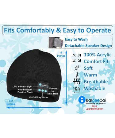Bargeebai Unisex Beanie Hat with Bluetooth Wireless Speaker - Unique Fall/Winter Tech Gift Under $20 (Black) - Buy Online on GoSupps.com