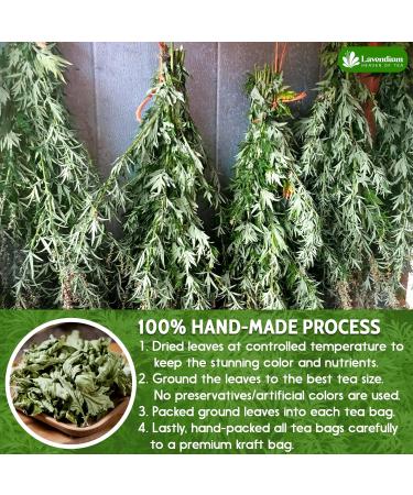 Lavendium Premium 75 Mugwort Leaf Tea Bags 100% Natural and Pure Mugwort Leaves. Loose Leaf Mugwort Herbal Tea. No Sugar No Caffeine No Gluten Vegan. - Buy Online on GoSupps.com