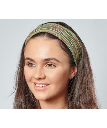 Antonia York Bandanas for Women Striped Cotton Nepalese Hair Band Elasticated Back Headband Green Cotton - Buy Online on GoSupps.com