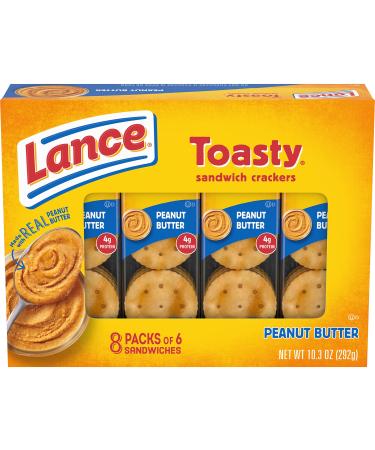 Lance Sandwich Crackers, Toasty Peanut Butter, 8 Individually Wrapped Packs, 6 Sandwiches Each