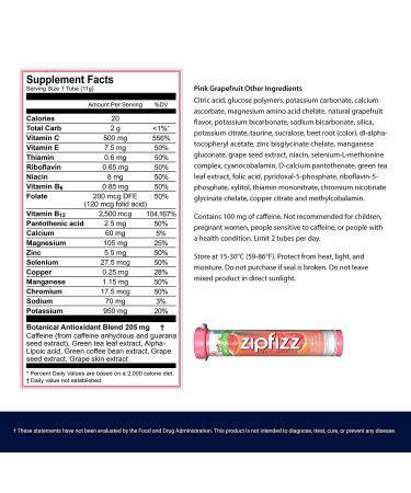 Zipfizz Healthy Sports Energy Mix - Vitamin B12 Pink Grapefruit - 20 Tubes (0.39 oz each) - Buy Online on GoSupps.com