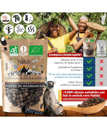 500gr Poivre Noir BIO de Madagascar Haute Qualit Prima+ Poivre en grain Note Florale Bois Fruit de Nab r - Buy Online on GoSupps.com