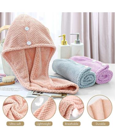 CHOOBY 3+1 Pack Microfiber Hair Towel Wrap - Quick Dry, Super Absorbent, Anti Frizz - For Women, Girls, and Families with Curly, Long, or Thick Hair - Choose Pink, Purple, or Gray Design - Buy Online on GoSupps.com