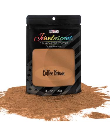 U.S. Art Supply Jewelescent Coffee Brown Mica Pearl Powder Pigment, 3.5 oz (100g) Sealed Pouch - Cosmetic Grade, Metallic Color Dye - Paint, Epoxy, Resin, Soap, Slime Making, Makeup, Art