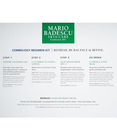 Shop Mario Badescu Combo/Oily Regimen 5 Piece Kit | Skincare Gift Set with Cleansing Gel Lotion & More | International Shipping Available - Buy Online on GoSupps.com