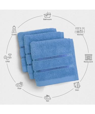 Utopia Towels 12-Pack Viscos Luxury Wash Cloths Set - 100% Cotton, Highly Absorbent & Soft - Essential for Bathroom, Gym, Spa - Electric Blue (12x12 Inches) - Buy Online on GoSupps.com