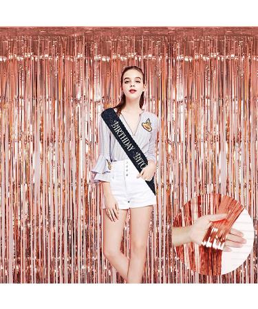 Fecedy Rose Gold Metallic Tinsel Foil Fringe Curtains - 2 Pack, 3ft x 8.3ft - Perfect Party Decor for Birthday, Wedding, Bridal Shower, and more! - Buy Online on GoSupps.com