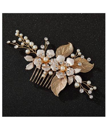 SWEETV Gold Wedding Hair Comb-Handmade Bridal Hair Clip Wedding Hair Accessories for Women - Buy Online on GoSupps.com