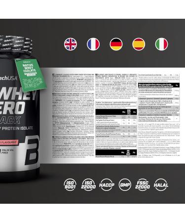 BioTechUSA Iso Whey Zero Black | Premium Protein with Creatine Zinc Vitamin B3 & Amino Acids | 90% Protein | Sugar Free Lactose Free Gluten Free 908g Strawberry - Buy Online on GoSupps.com