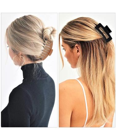 79style 6pcs Big Hair Claw Clips Neutral Colors Hair Clips For Women Claws Clips For Thick Hair Banana Clips Medium Large Hair Claws Square Strong Hold Hair Styling Accessories For Women ( 3pcs 4.3 Inch+ 3pcs 3.54 Inch ) 3 - Buy Online on GoSupps.com