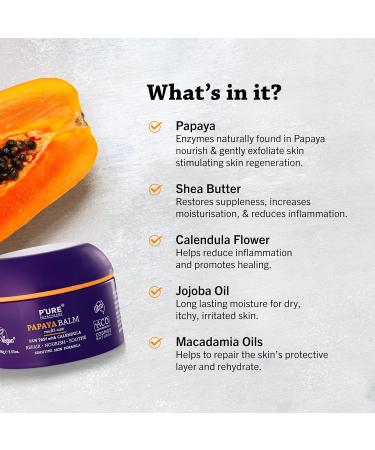 P'URE PAPAYA CARE Balm Multi-use 100g - VEGAN - Repairs Dry Skin After Sun Treatment - Natural Ingredients with Shea Butter Calendula Jojoba Oils Vitamin E & Papaya- Sensitive Skin Care Products 2 - Buy Online on GoSupps.com