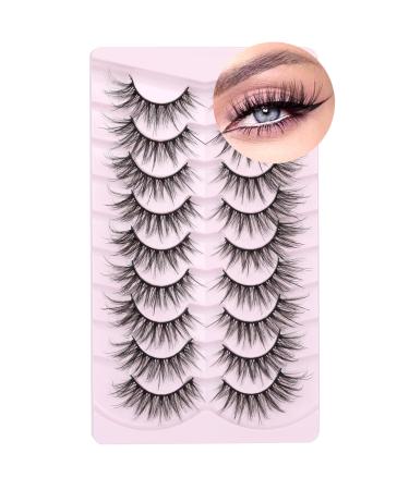 Wispy Mink Lashes Natural Eyelashes Spikes Cat Eye Lashes Fairy Look 21mm Long Strip Lashes that Look Like Extensions 9 Pairs Fluffy Lashes Pack Pesta as Postizas Naturales by Josiezoey Vivid Fairy lashes