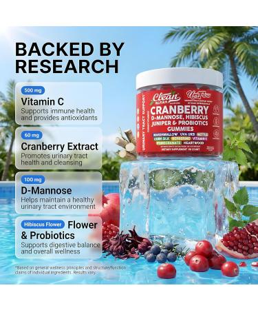 Clean Nutra UriFlow Urinary Tract Gummies with Cranberry D-Mannose Pomegranate Uva Ursi Nettle Berberine Probiotics Vitamin C Marshmallow Corn Silk Hibiscus Juniper for UTI Support Capsules Supplement - Buy Online on GoSupps.com