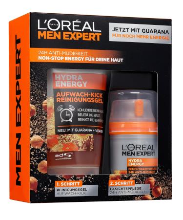 L'Oral Men Expert gift set for men with washing gel and 24h moisturizer with guarana and vitamin C Hydra Energy care set 1 x 332 g