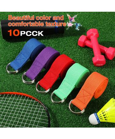 10 Pcs Yoga Strap 6Ft Exercise Stretch Bands for Flexibility with Adjustable D Ring Buckle - Non Elastic Yoga Belt for Pilates & Fitness - Buy Online on GoSupps.com