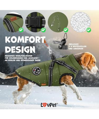 Buy LOVPET Dog Jacket & Coat - 45 Pieces Waterproof Padded Vest with Reflectors & D-Ring for Large Dogs - Khaki 2XL | International Shipping - Buy Online on GoSupps.com