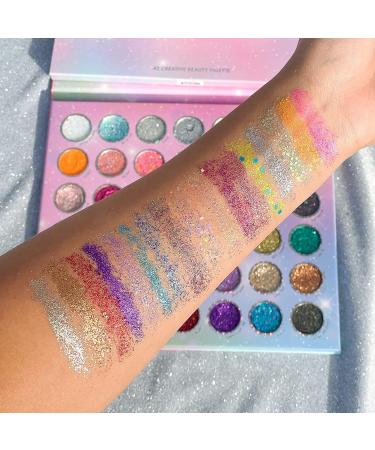 KARA BEAUTY MEGA Glitz Pressed Glitter Palette - 42 Shades for Colorful Eye and Face Makeup | Fine & Chunky Glitter, Pigmented & Vegan - Euphoria Makeup - Buy Online on GoSupps.com