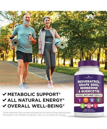 Resveratrol Berberine Grape Seed Extract Quercetin Polyphenol Supplement for Women and Men with Noni Extract N-Acetyl Cysteine Acai Extract - 2-Pack 60 Count (Pack of 2) - Buy Online on GoSupps.com