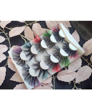 5 Pairs Mixed Colourful False Eyelashes Faux Mink Soft Natural Black Cotton Band Handmade - Buy Online on GoSupps.com