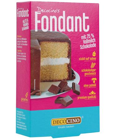 Decocino Fondant chocolate with 25% whole milk chocolate without palm oil tearproof & stable on cream-ideal back decoration for decorating cakes & cakes milk 250 grams