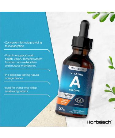 Vitamin A Drops 5333 IU | 60ml Vegan Liquid | High Strength Retinol Supplement - Buy Online on GoSupps.com