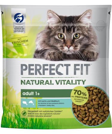 Buy PERFECT FIT Natural Vitality Cat Food - Salmon & Whitefish Dry Food for Adults 1+ 6 x 650g - Healthy Nutrition for Your Cat - Buy Online on GoSupps.com