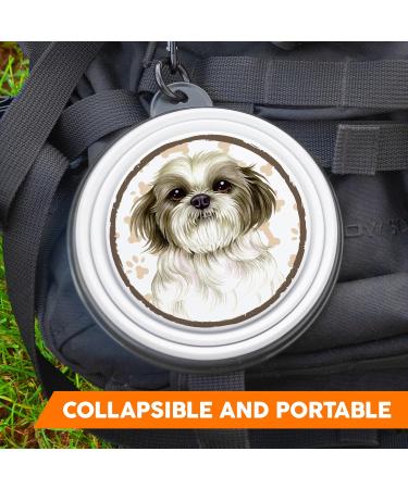 Shih Tzu Foldable Portable Drinking Bowl with Carabiner | On-the-Go Food & Pet Bowl - Handy & Unique - Buy Online on GoSupps.com