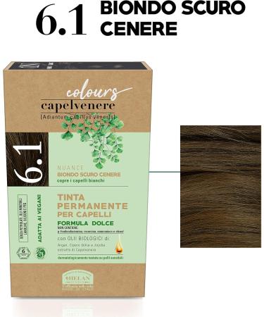 Helan Capelvenere Colours Permanent Natural Hair Colour Nuance N6.1 Dark Ash Blonde - Easy Application Kit Odourless Excellent Coverage - Ammonia and Alcohol Free Hair Colour 125 ml - Buy Online on GoSupps.com