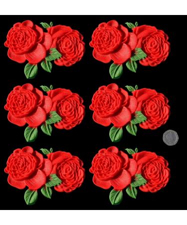 6 x Edible 3D Extra Large Double Roses Rose Flowers icing toppers cake cupcakes decorations (Red) - Buy Online on GoSupps.com