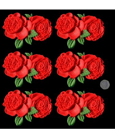 6 x Edible 3D Extra Large Double Roses Rose Flowers icing toppers cake cupcakes decorations (Red) - Buy Online on GoSupps.com