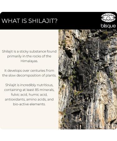 Blisque Pure Himalayan Shilajit Resin Supplement - Natural & Organic Detox Cleanse | Immune Support, Brain Booster & Energy | Fulvic Acid & Trace Minerals - 60g - Buy Online on GoSupps.com