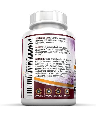 BRI Nutrition Odorless Garlic Softgels - 1000mg Pure Allium Sativum Supplement - Maximum Strength - 60 Day Supply - 120 Count - Buy Online on GoSupps.com
