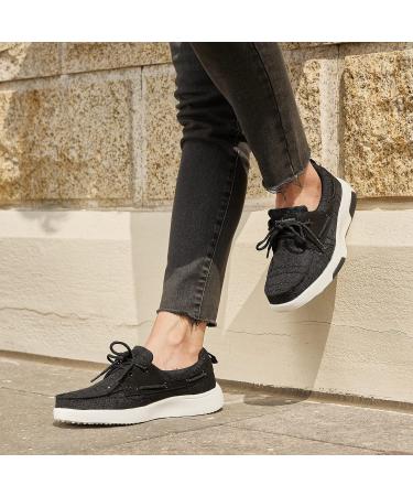 OrthoComfoot Women's Lace Up Boat Shoes - Arch Support for Plantar Fasciitis Relief - Comfortable Orthopedic Deck Loafers - Size 7 W1-Black - Buy Online on GoSupps.com