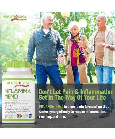 Healthology INFLAMMA-MEND | Inflammation Support | Anti-Inflammatory Supplement | Pain Relief | Reduce Swelling | 60 Soft-Gel Capsules | Fish Oil EPA DHA Curcumin Bromelain Magnesium Lipase - Buy Online on GoSupps.com