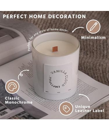 Vanilla Scented Wood Wick Candle - 11oz Natural Soy 70 Hour Burn Aesthetic Aromatherapy Gift | Mother's Vanilla Cloud - Buy Online on GoSupps.com