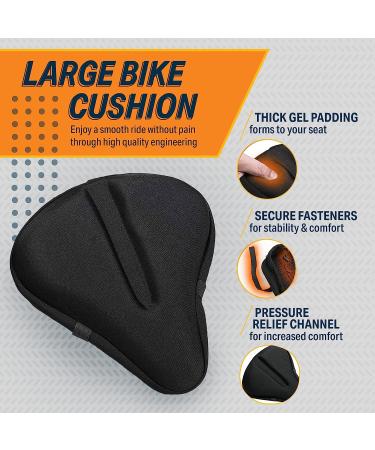 Bikeroo Gel Bike Seat Cushion - Peloton Compatible, Adjustable for Men & Women - Black Large - Buy Online on GoSupps.com