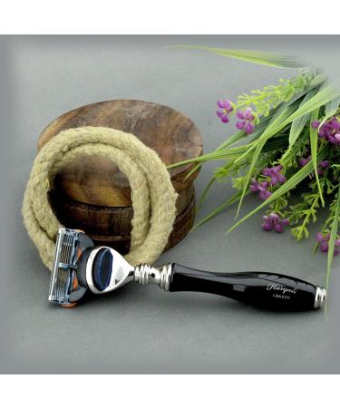 Haryali London 5-Part Razor Set - Black Shaving Brush 5-Blade Razor Shaving Soap & Vintage Cup | Complete Shaving Kit for Smooth Shaves - Buy Online on GoSupps.com