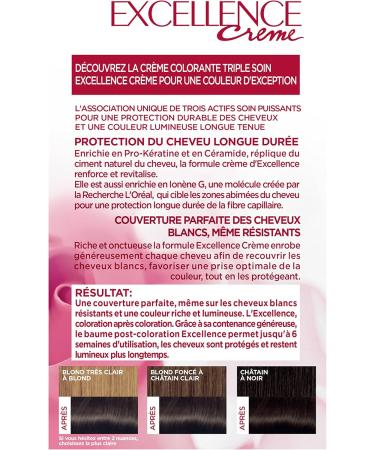 L Or al Paris L'Or al Paris - Excellence Cr me - Triple Care Permanent Coloring 100% Coverage White Hair - Shade 3 Dark Brown - Buy Online on GoSupps.com